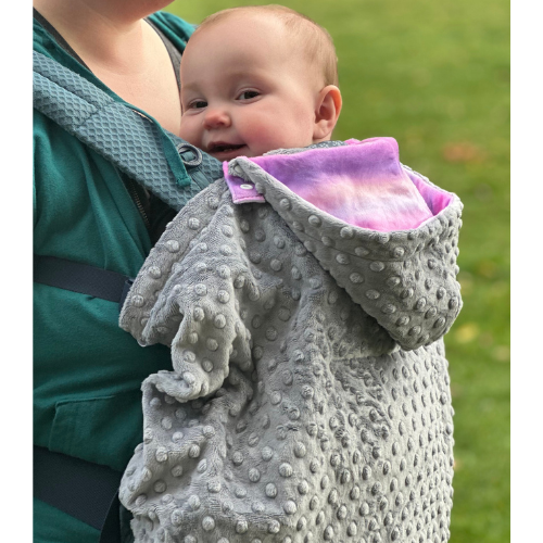 Cocoona All-in-One Baby Bunting, Grey Dot with Pink & Purple Lining