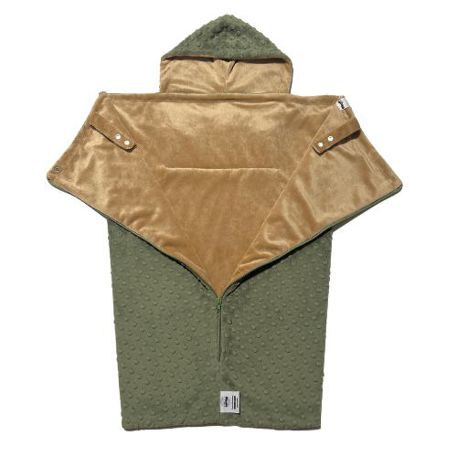 Cocoona All-in-One Baby Bunting, Green Dot with Tan Lining