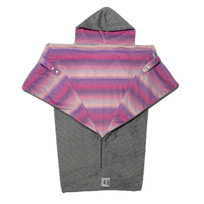 Cocoona All-in-One Baby Bunting, Grey Dot with Pink & Purple Lining